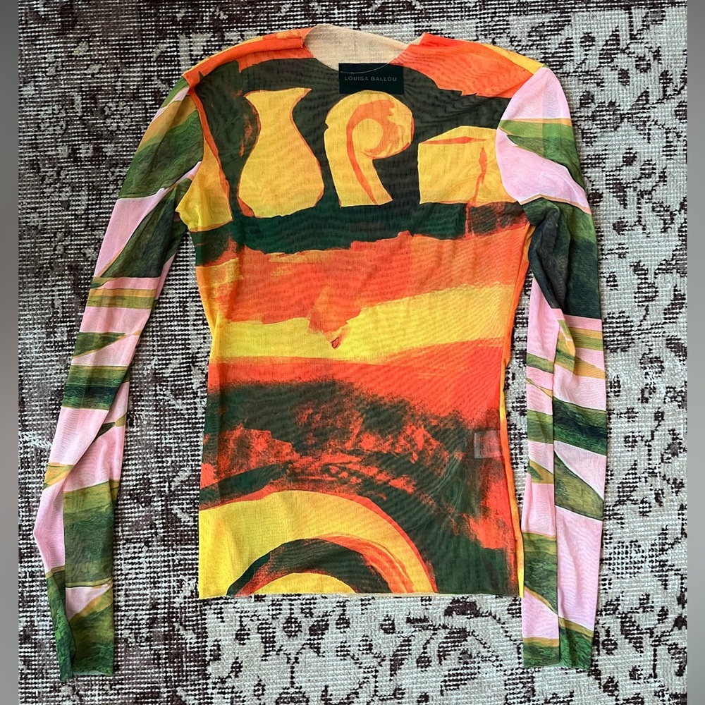 Louisa Ballou Orange/yellow Mesh Shirt XS